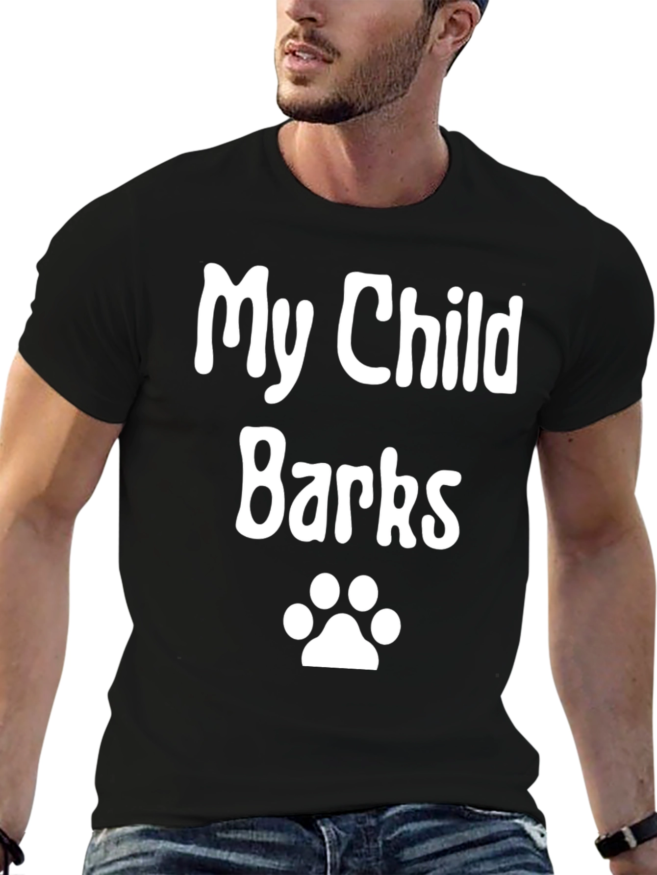 My Child Barks - Dog Paw Print Novelty T-Shirt