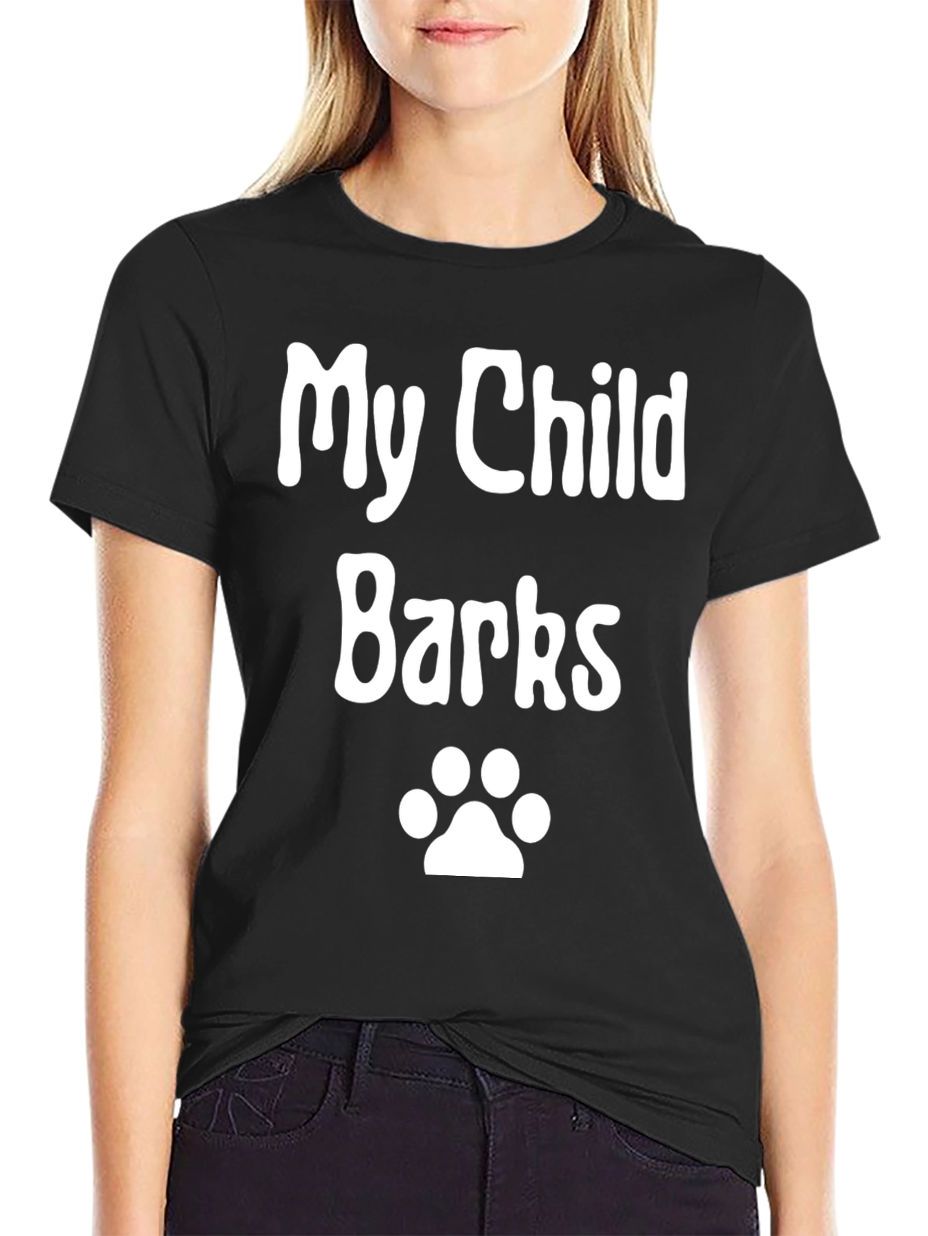 My Child Barks - Dog Paw Print Novelty T-Shirt