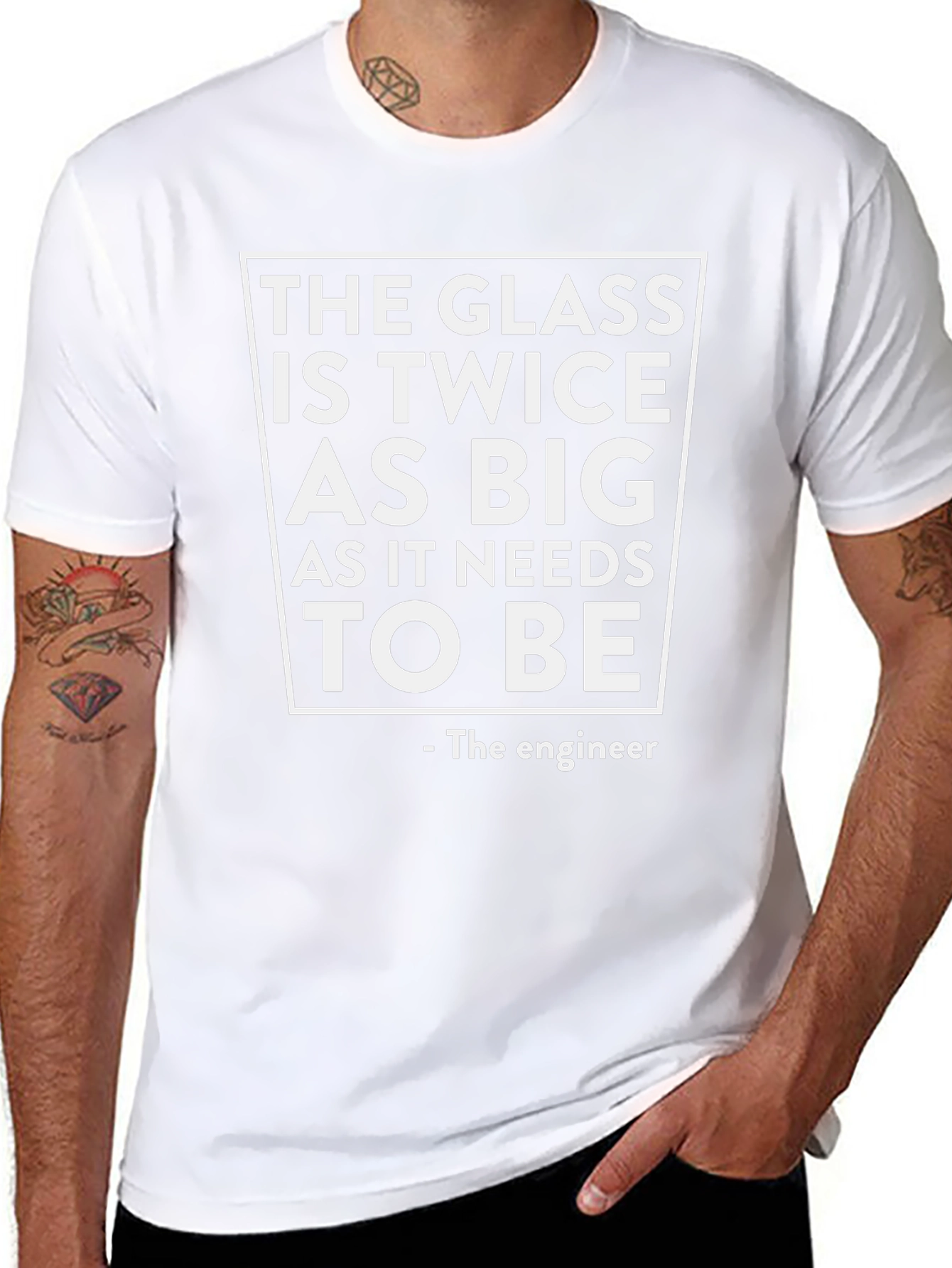Funny Engineer T-Shirt: The Glass is Twice as Big
