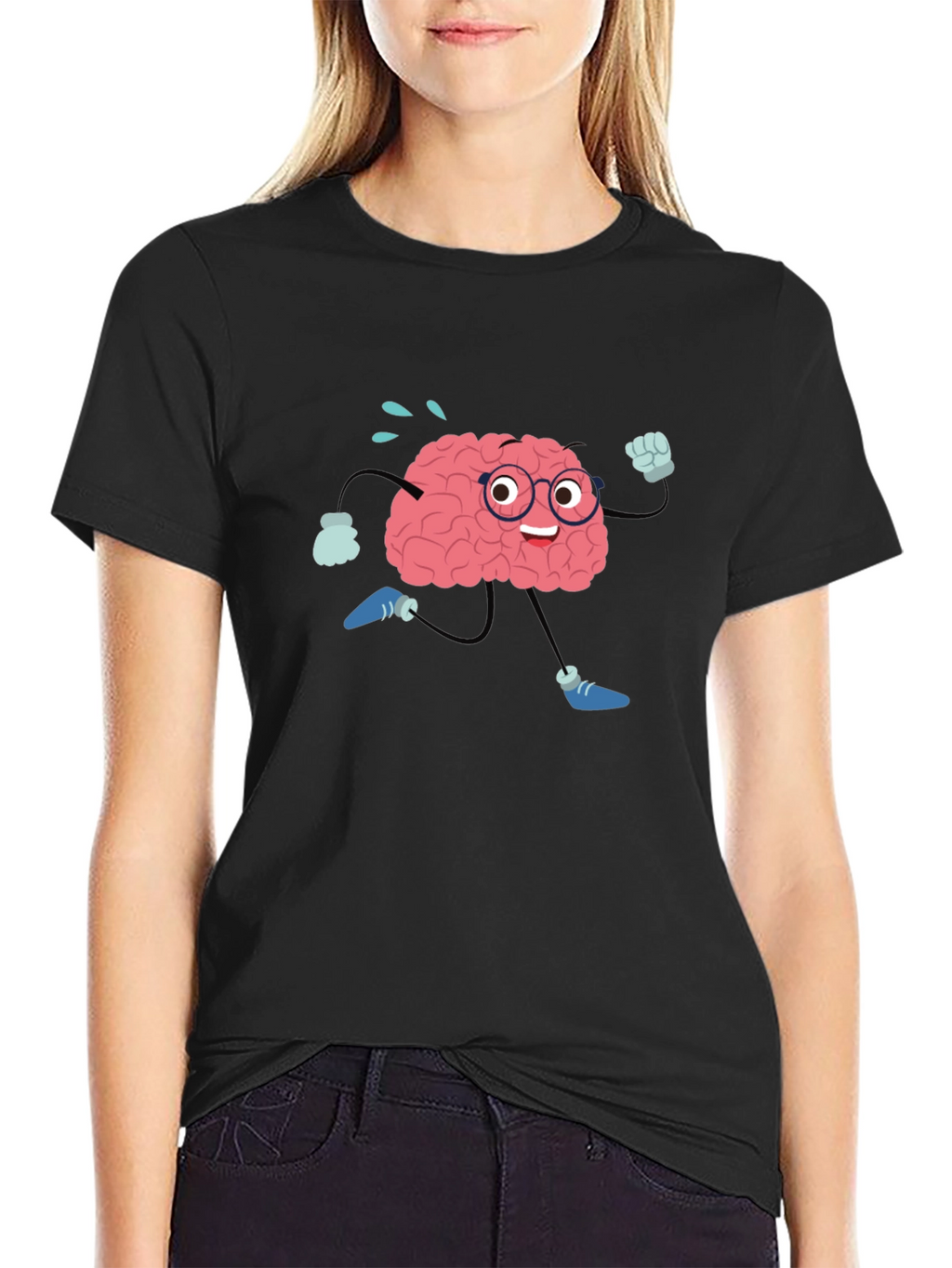 Brain Running Cartoon T-Shirt