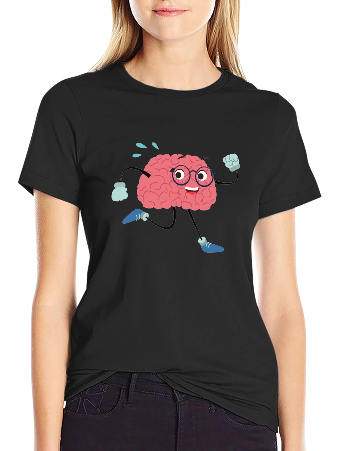 Brain Running Cartoon T-Shirt
