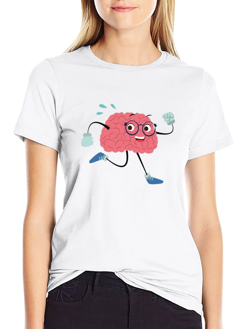 Brain Running Cartoon T-Shirt