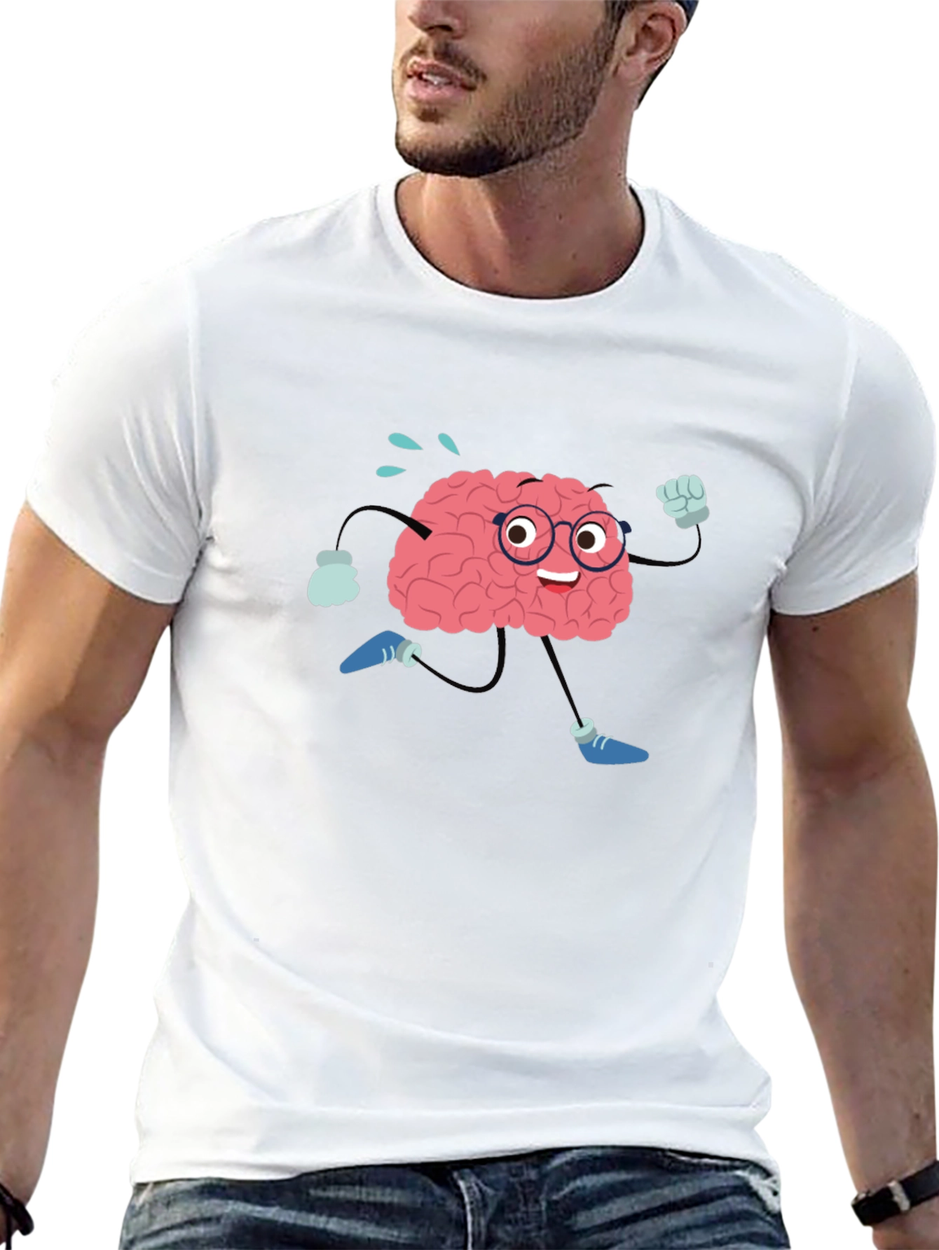 Brain Running Cartoon T-Shirt