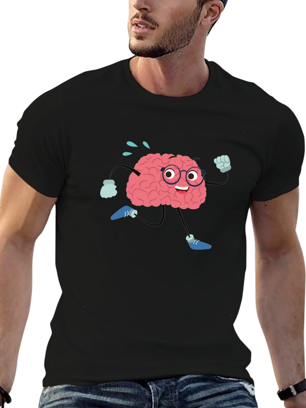 Brain Running Cartoon T-Shirt