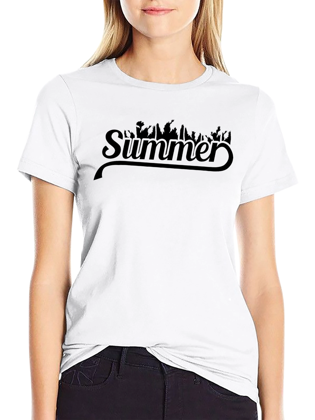 Summer Graphic Tee - Black Crew Neck T-Shirt