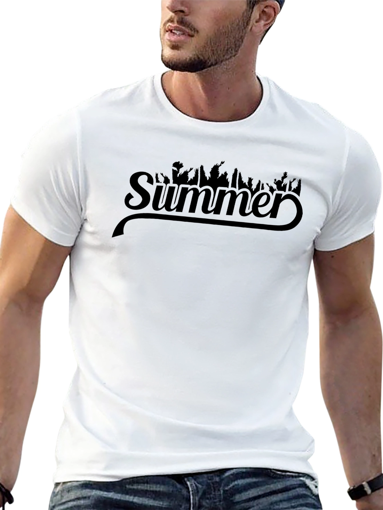 Summer Graphic Tee - Black Crew Neck T-Shirt