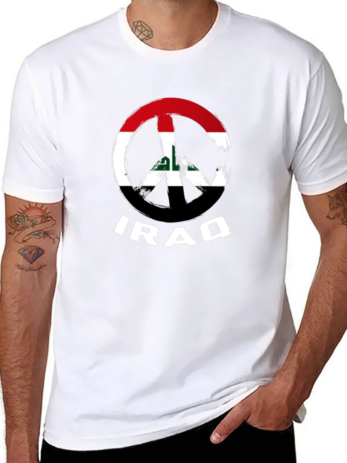Iraq Peace Sign Flag T-Shirt - Black