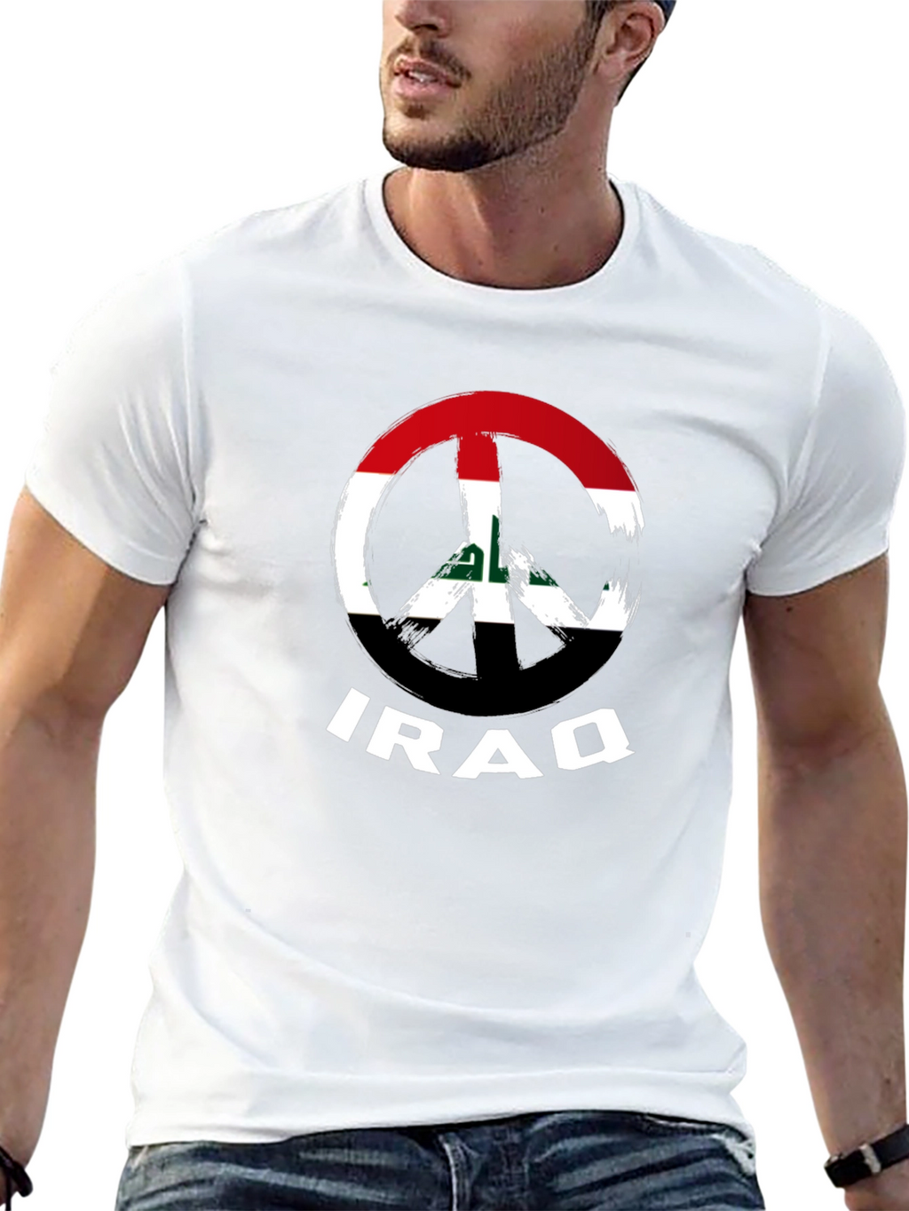 Iraq Peace Sign Flag T-Shirt - Black