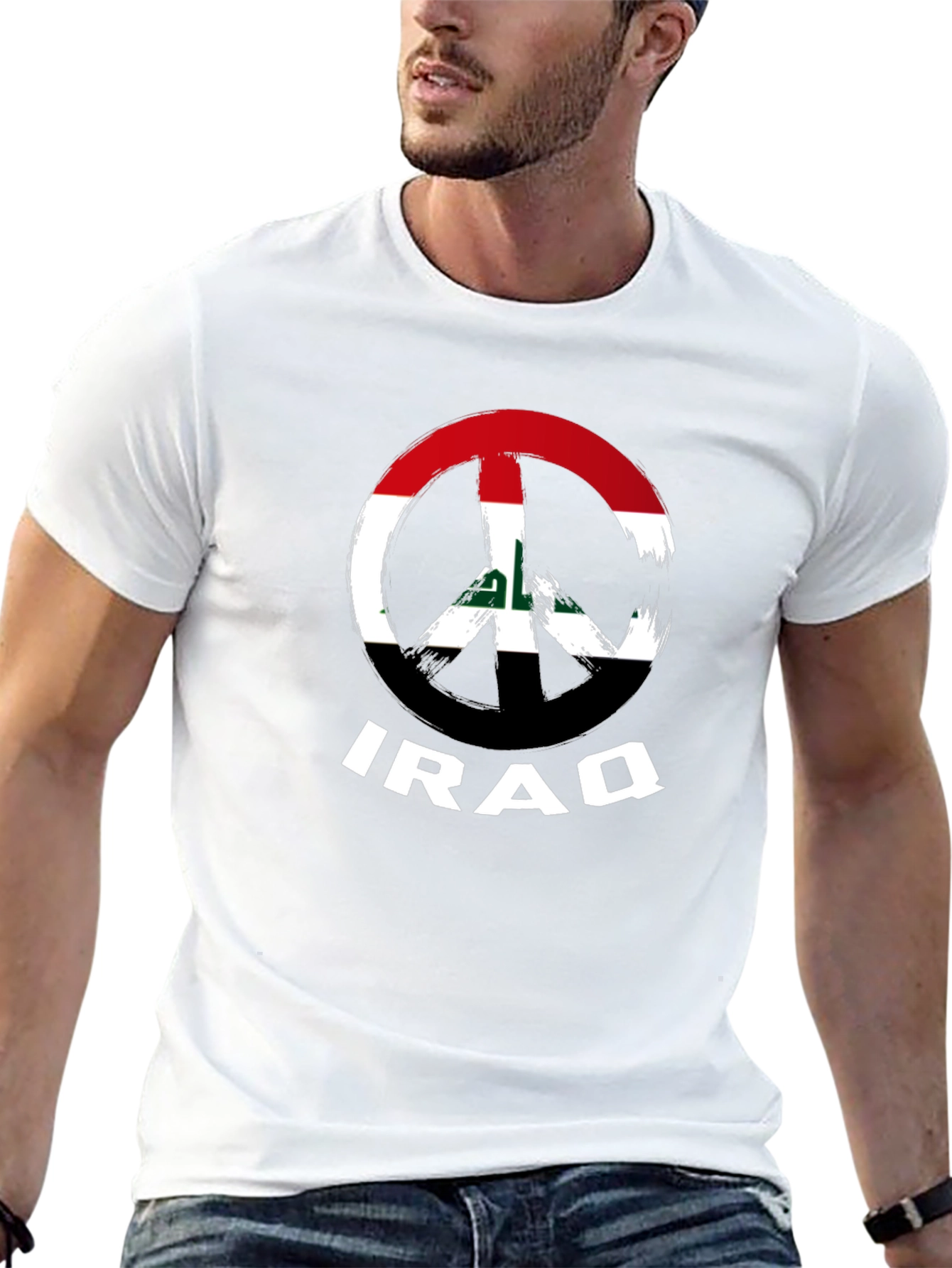 Iraq Peace Sign Flag T-Shirt - Black