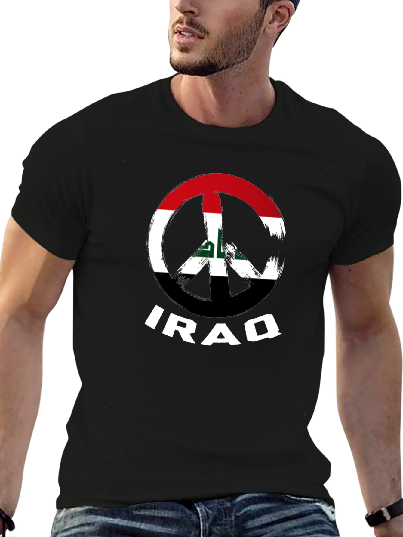 Iraq Peace Sign Flag T-Shirt - Black