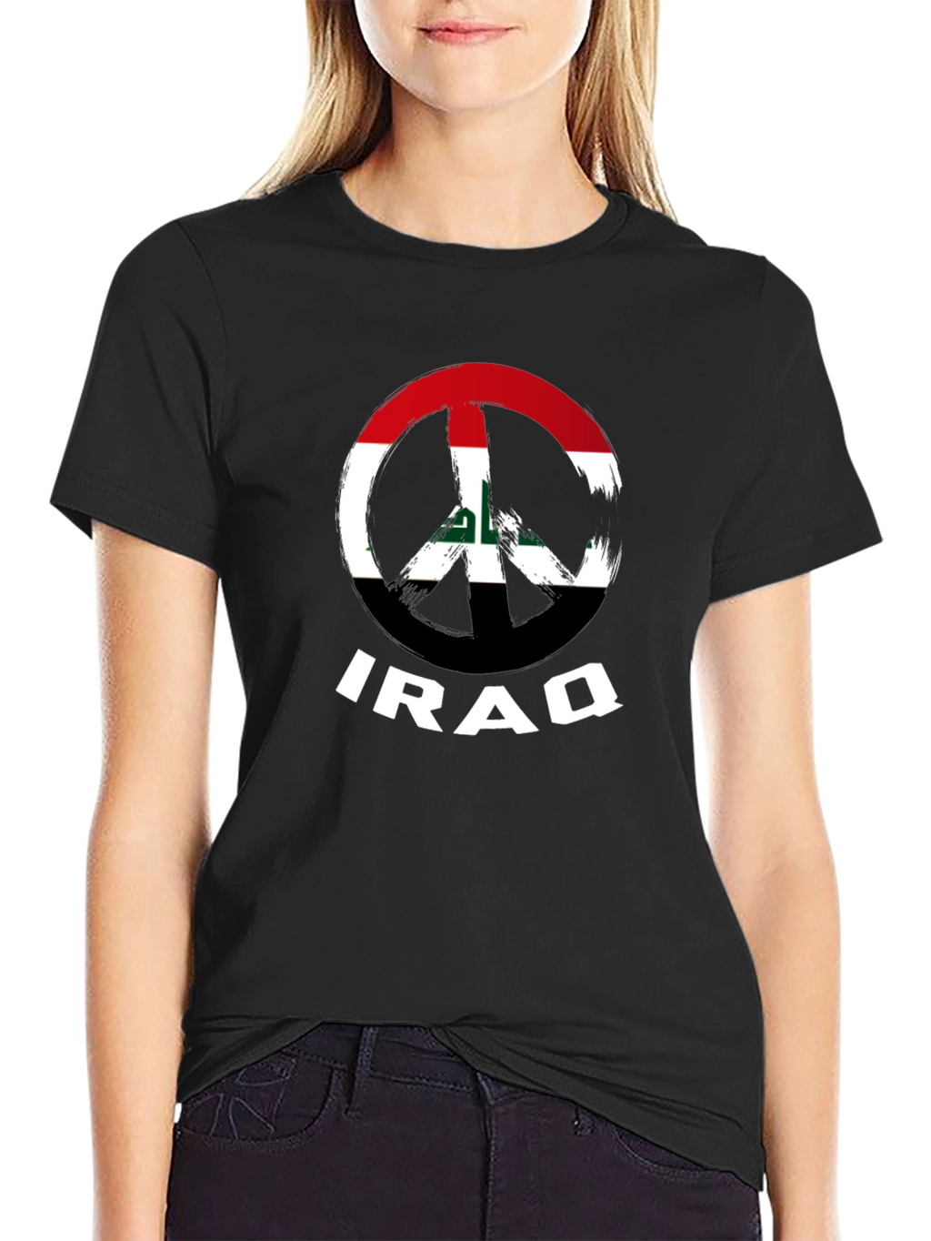 Iraq Peace Sign Flag T-Shirt - Black