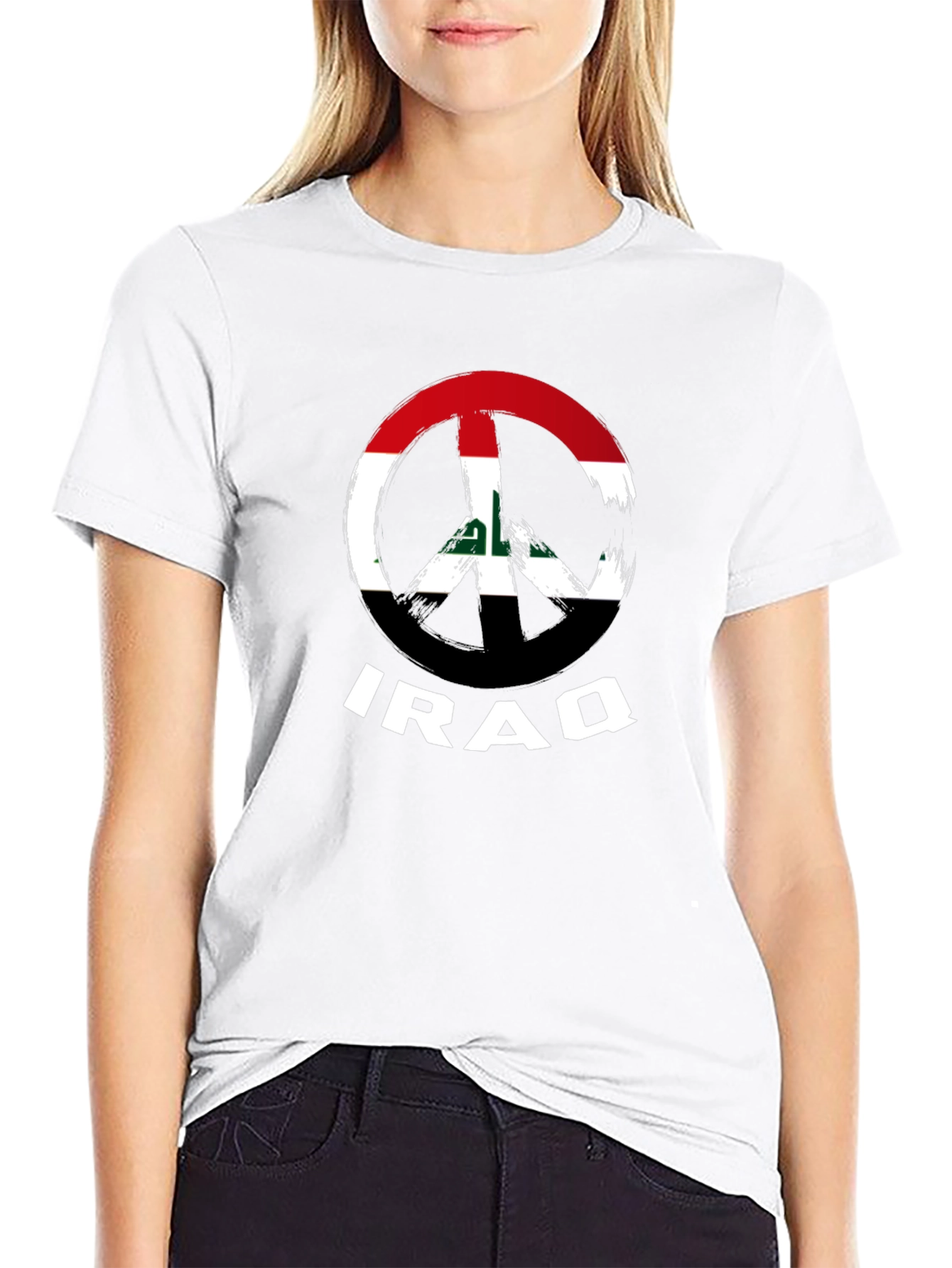 Iraq Peace Sign Flag T-Shirt - Black