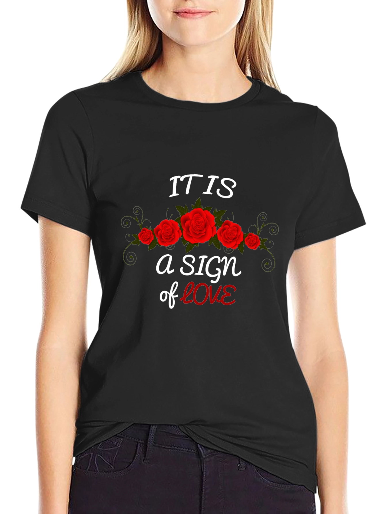 Romantic Roses Graphic Tee - A Sign of Love T-Shirt