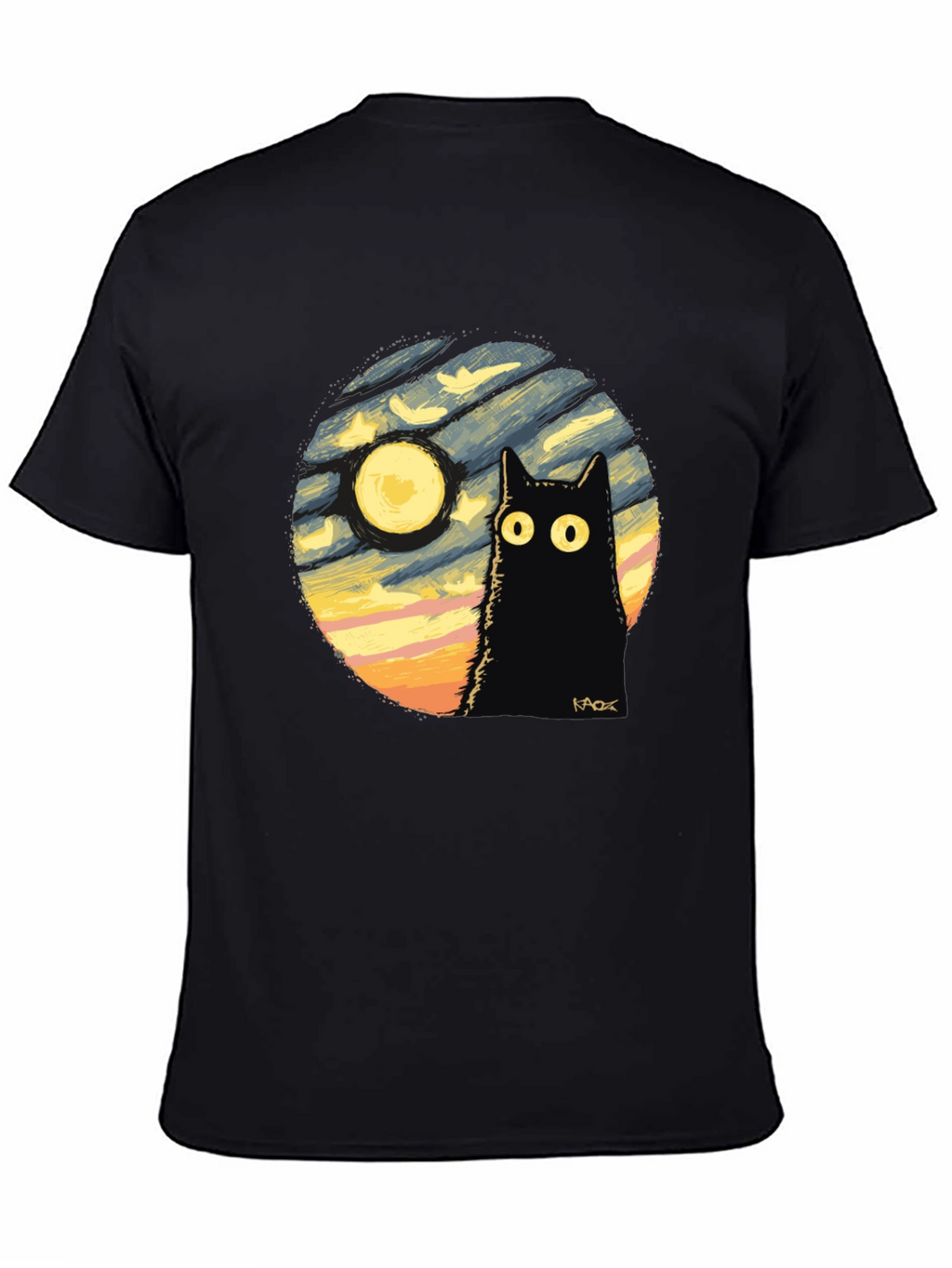 Whimsical Cat & Moon Graphic Tee