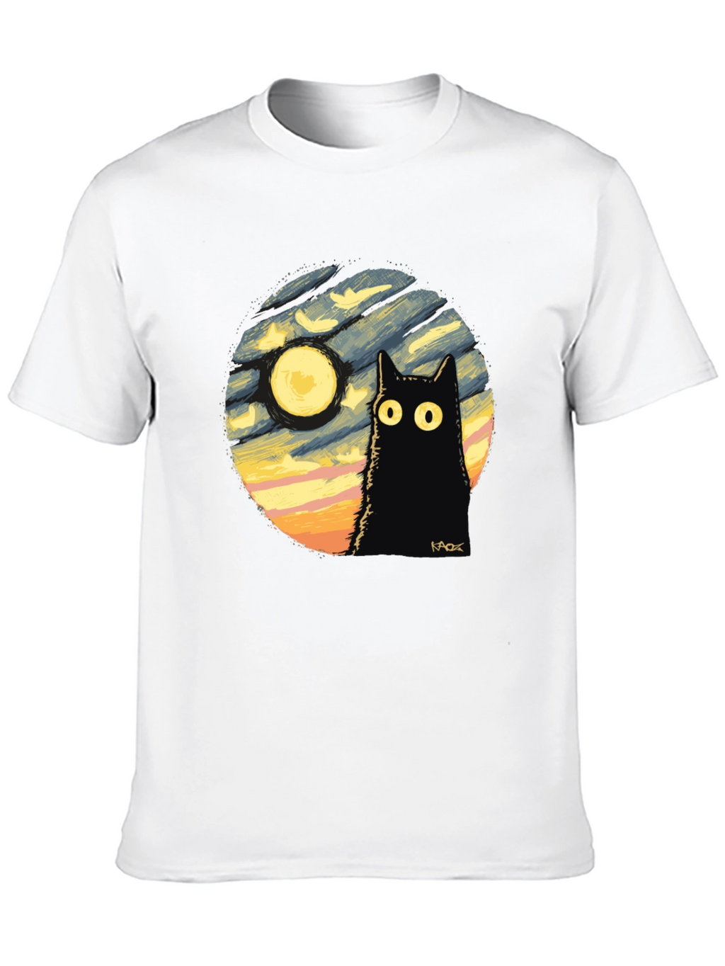 Whimsical Cat & Moon Graphic Tee