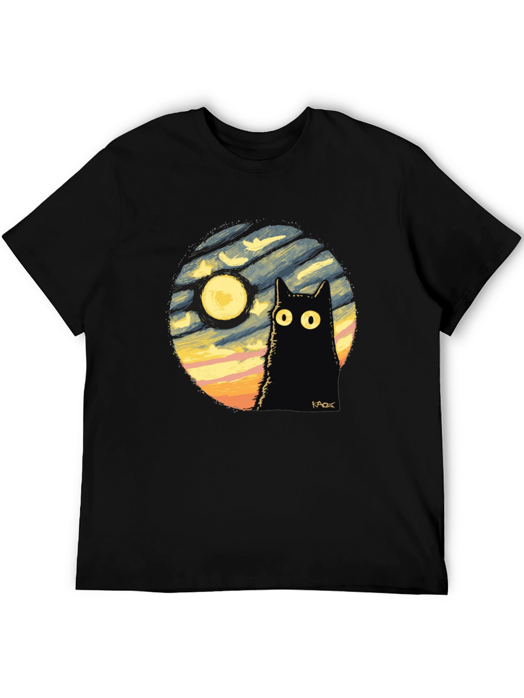 Whimsical Cat & Moon Graphic Tee