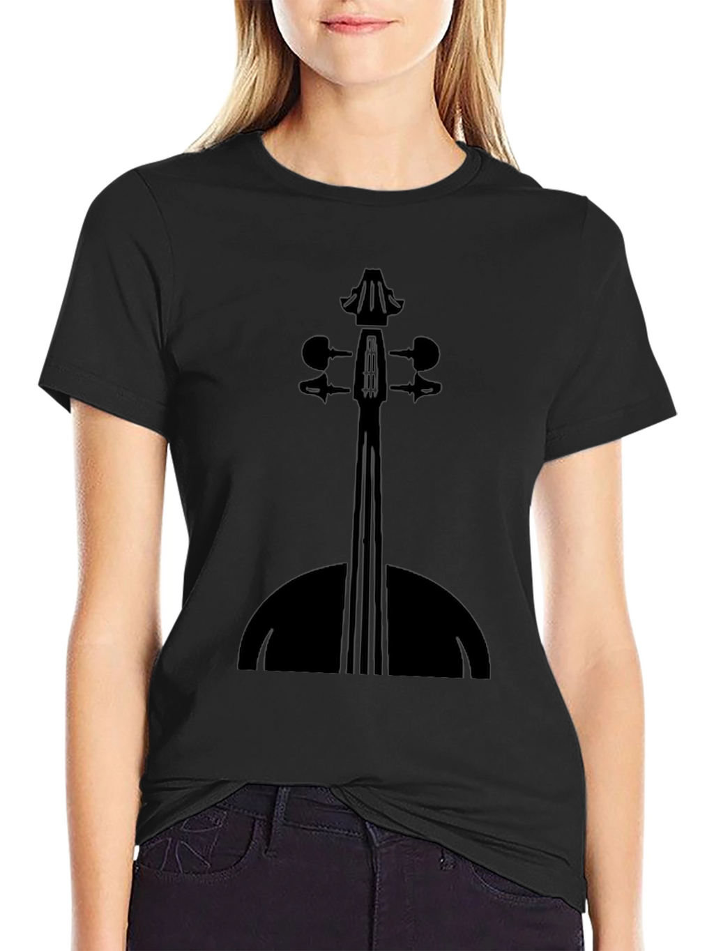 Violin Silhouette Black T-Shirt