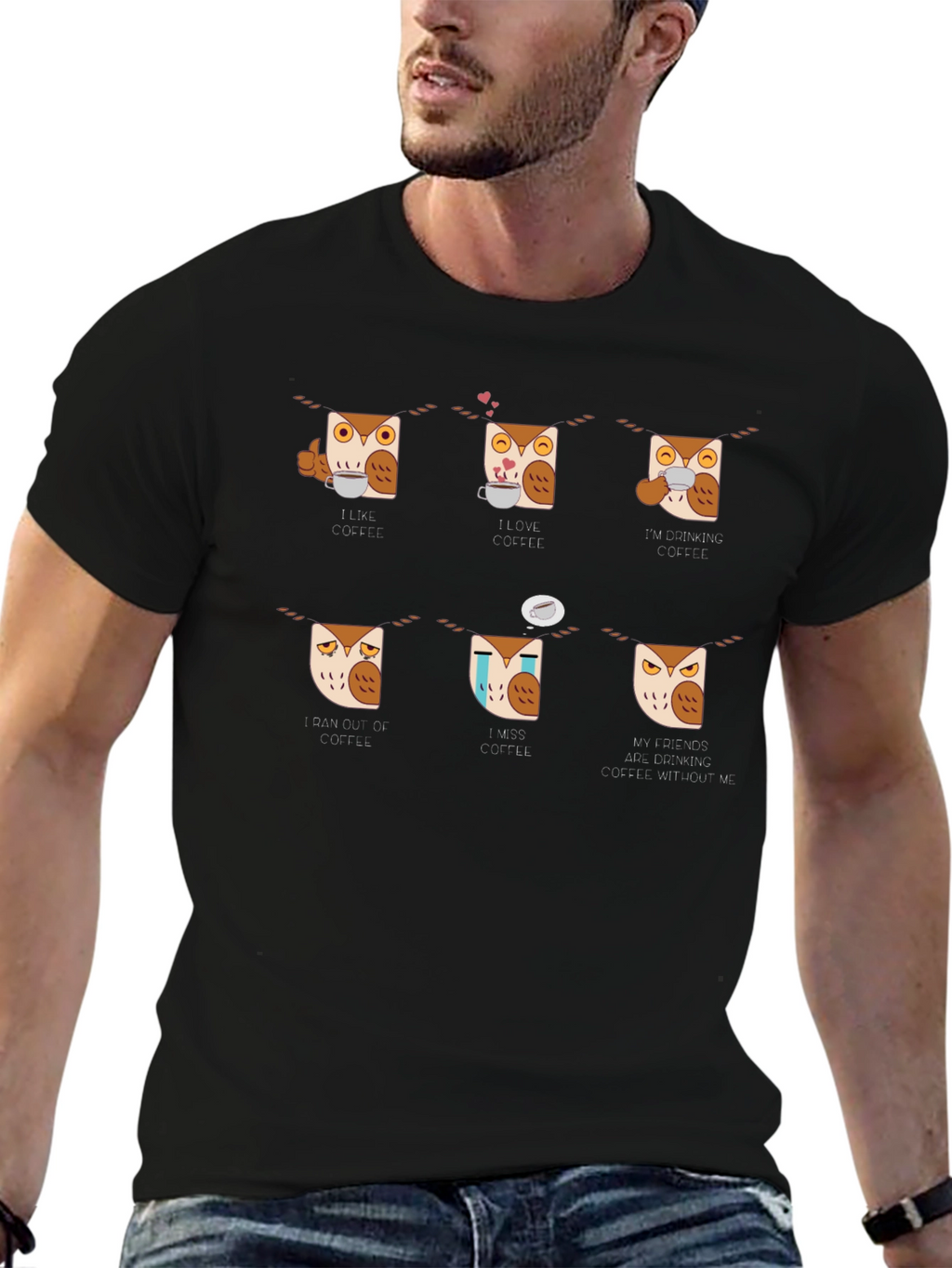 Coffee Owl T-Shirt - I Love Coffee Tee