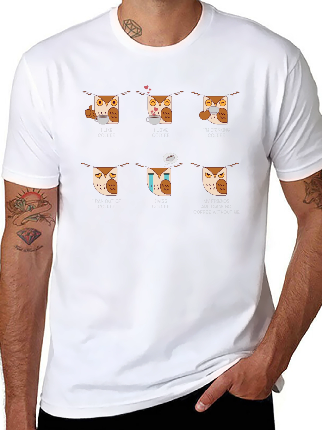 Coffee Owl T-Shirt - I Love Coffee Tee