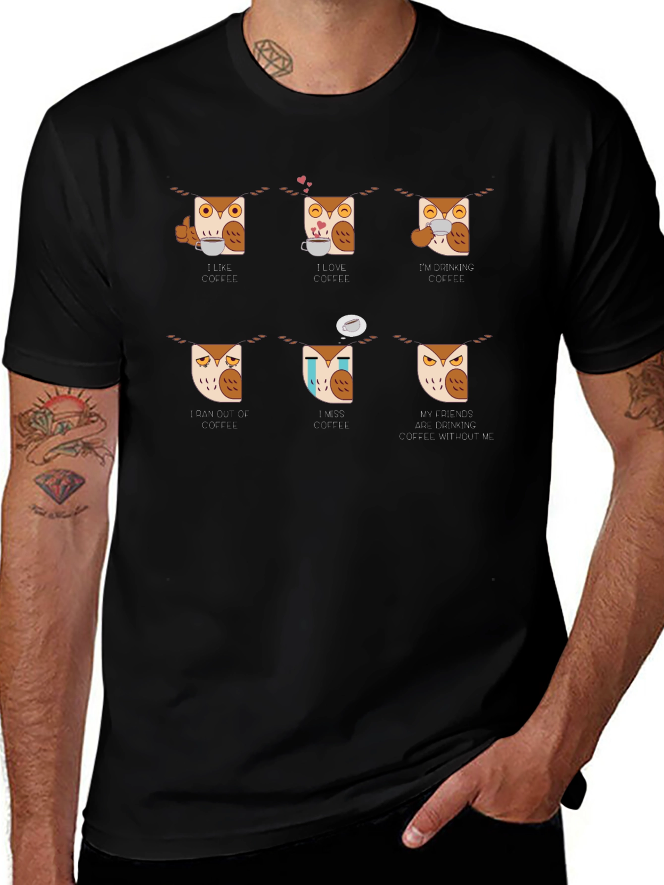 Coffee Owl T-Shirt - I Love Coffee Tee
