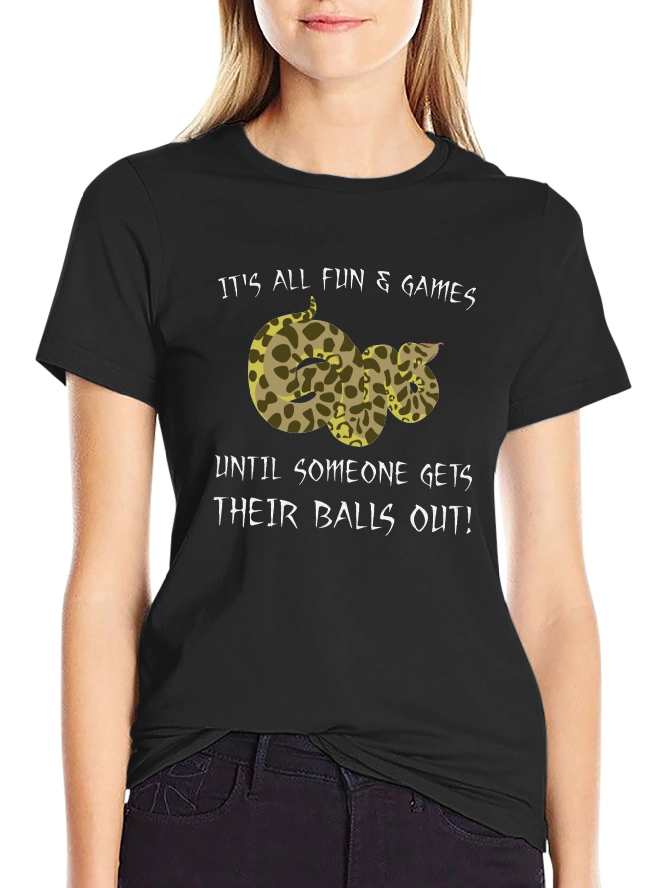 Funny Snake Graphic T-Shirt - Its All Fun & Games