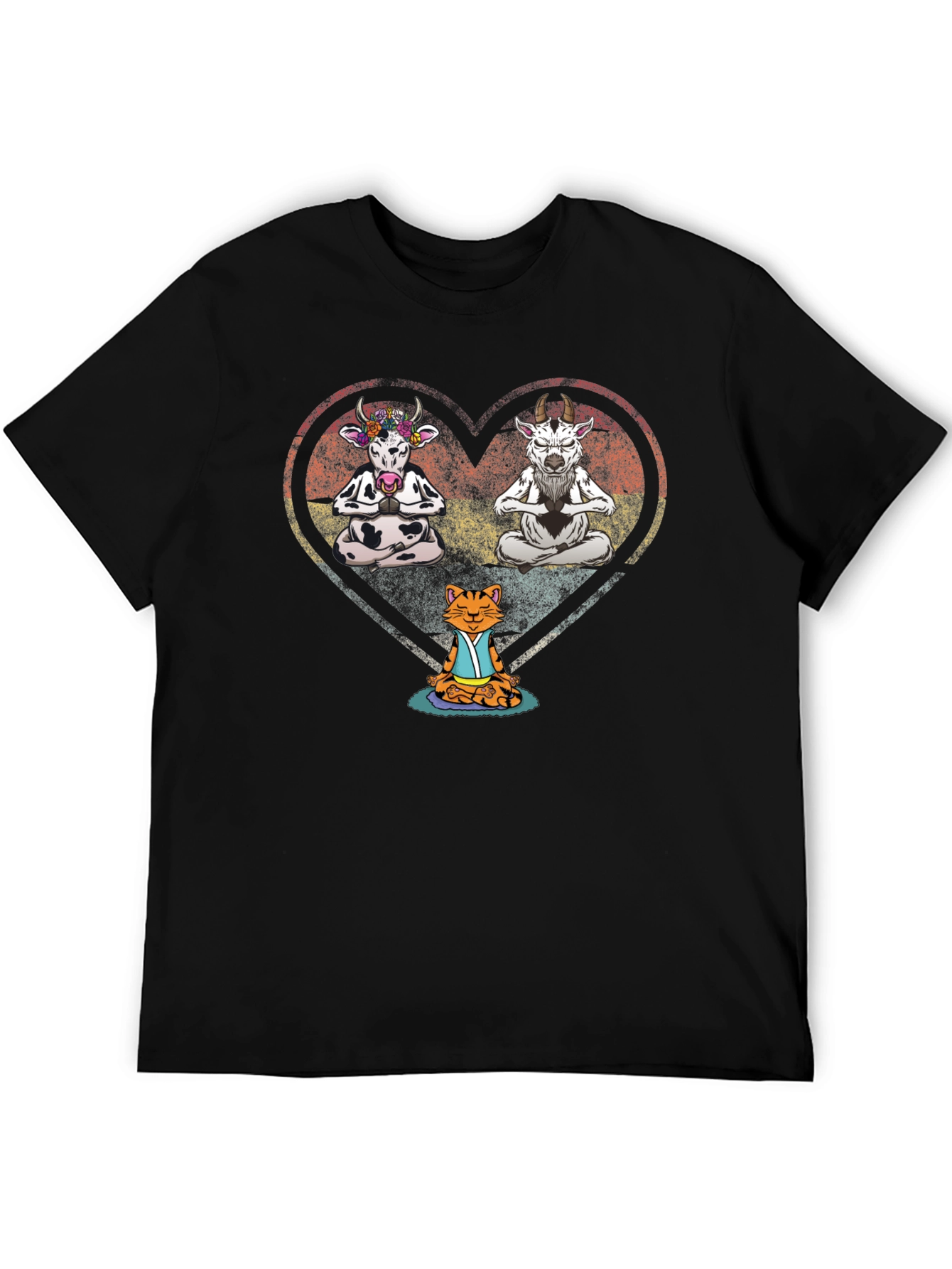 Yoga Animals Black T-Shirt
