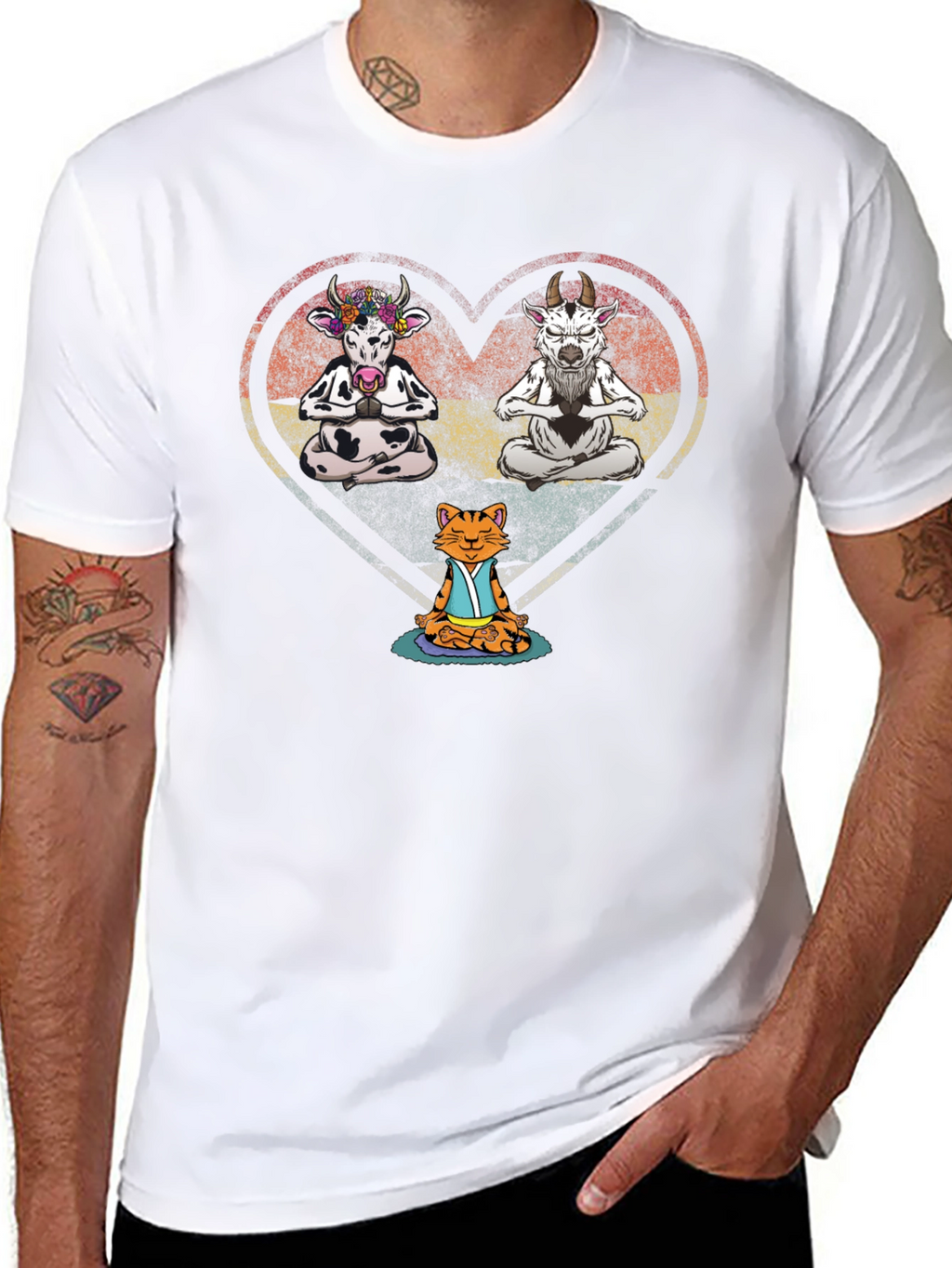 Yoga Animals Black T-Shirt