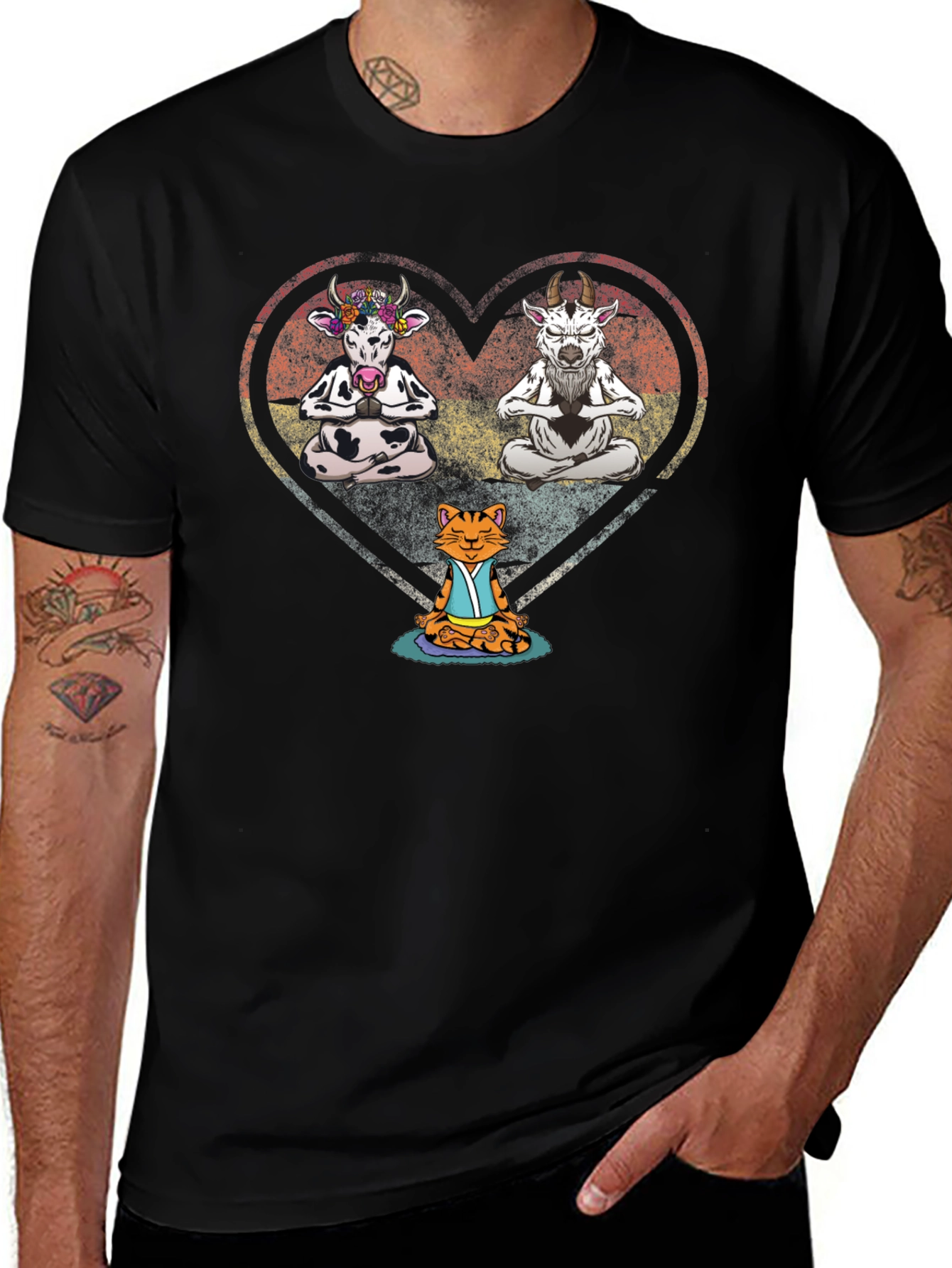 Yoga Animals Black T-Shirt