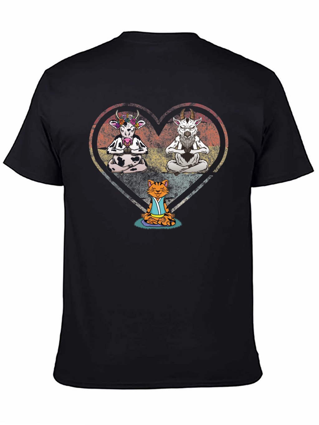 Yoga Animals Black T-Shirt