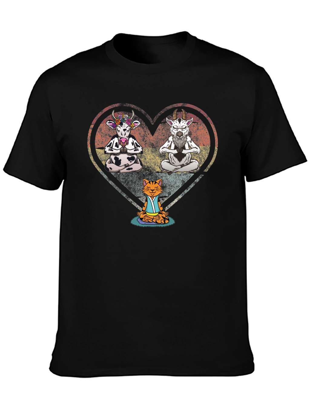 Yoga Animals Black T-Shirt