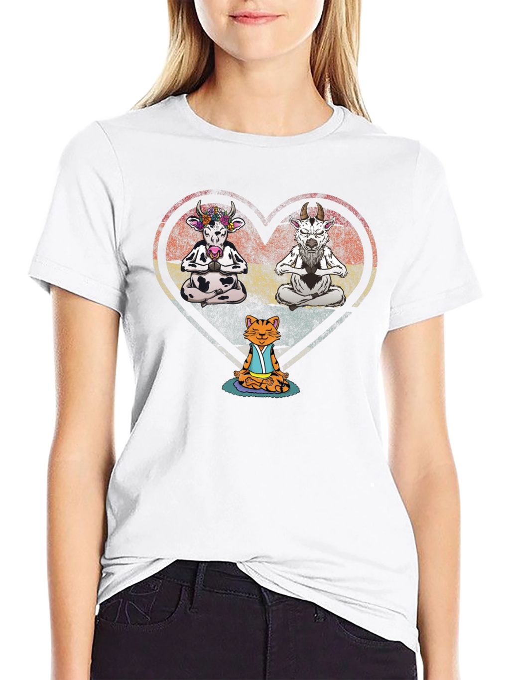 Yoga Animals Black T-Shirt