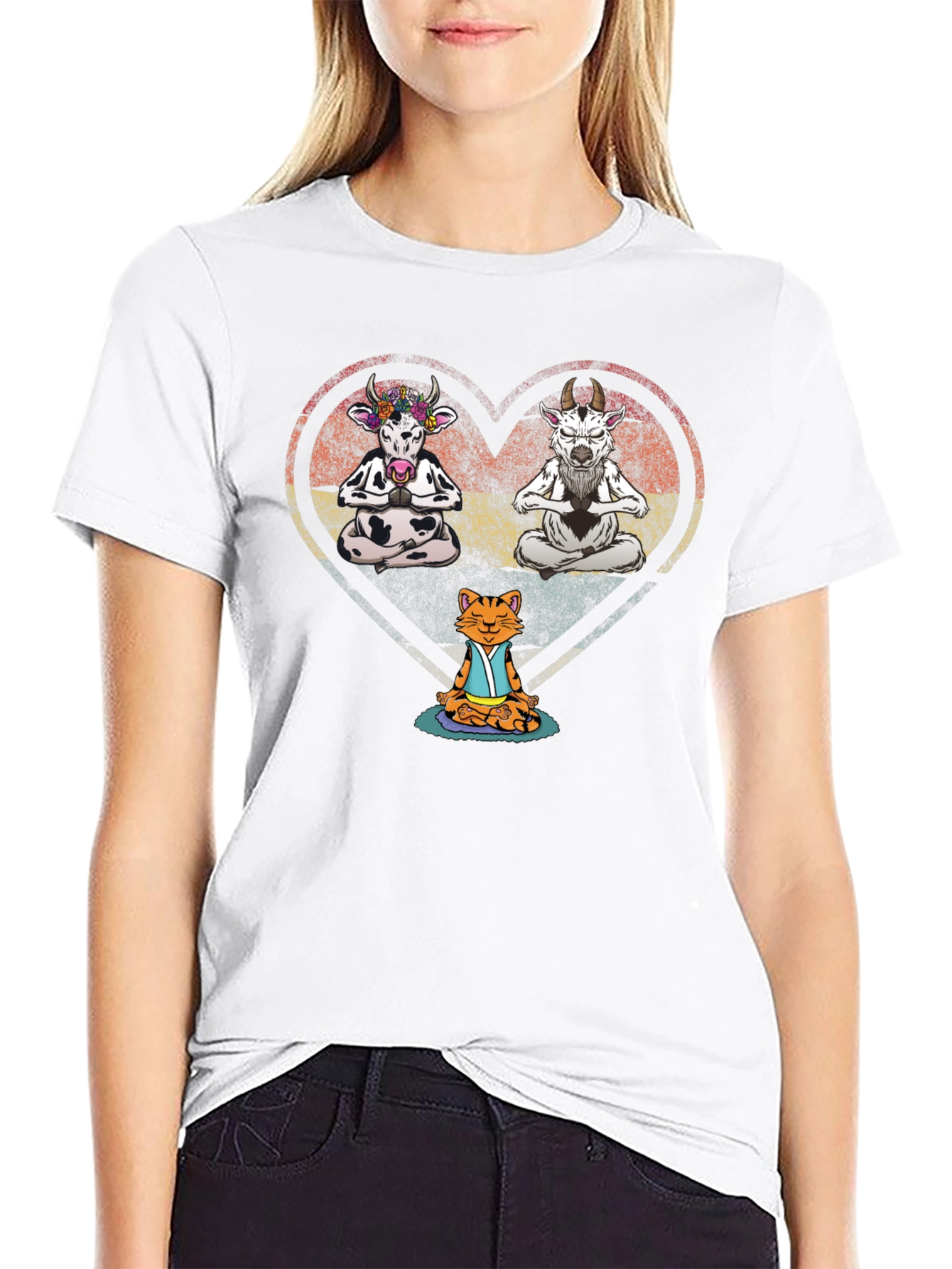 Yoga Animals Black T-Shirt