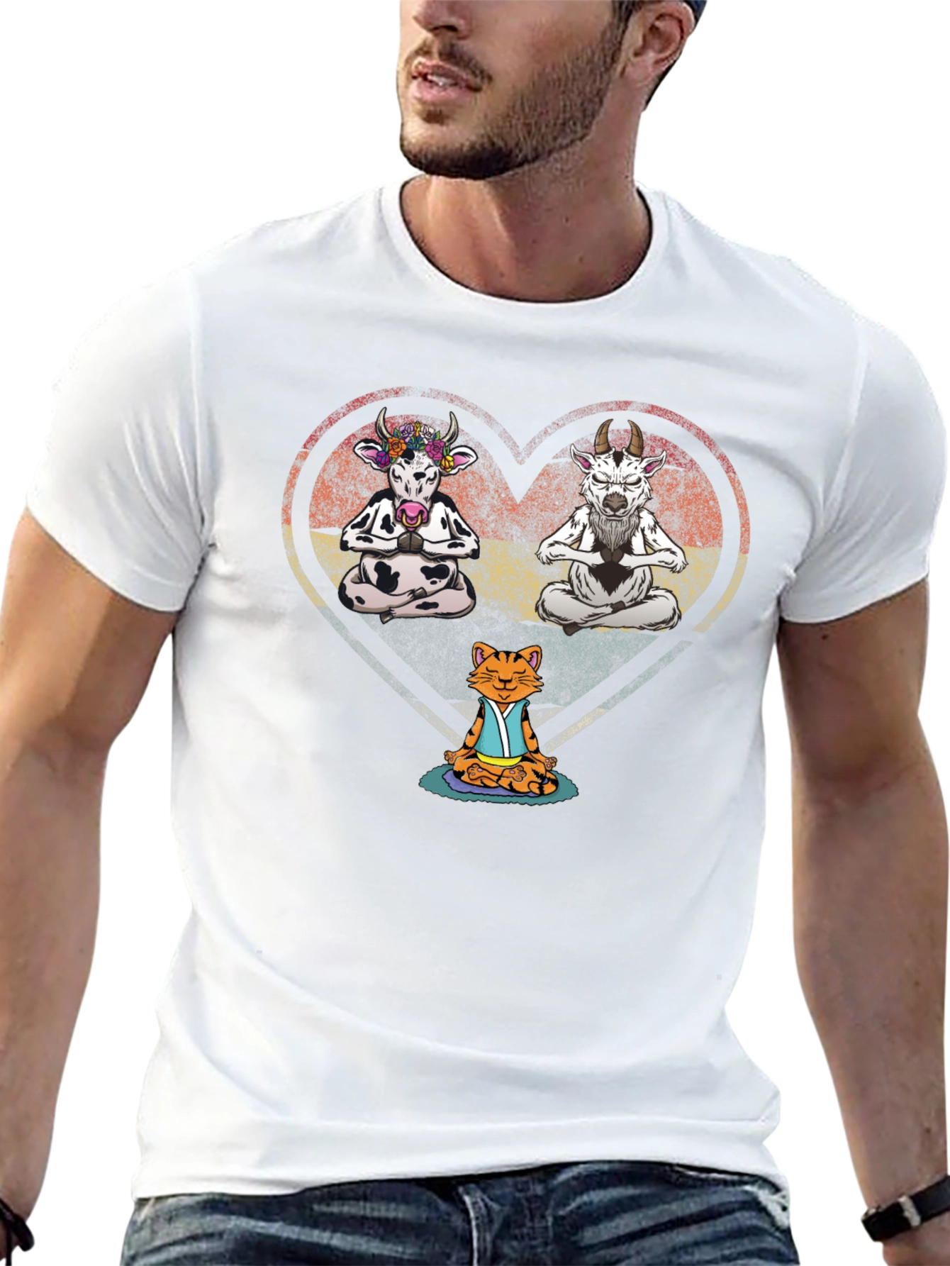 Yoga Animals Black T-Shirt