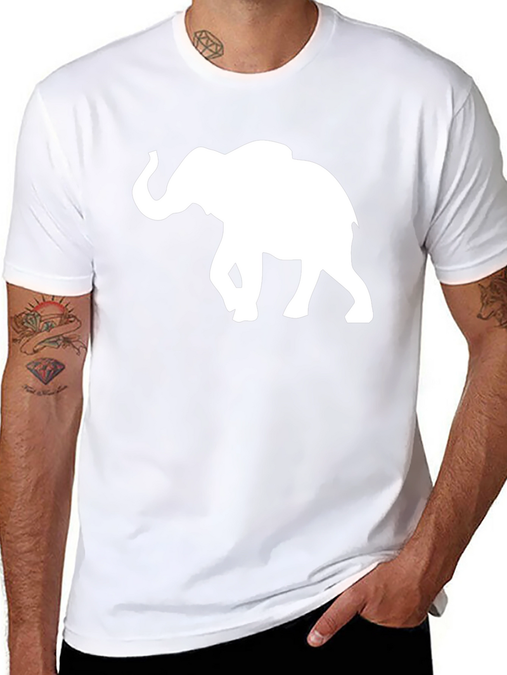 Elephant Silhouette T-Shirt - Black