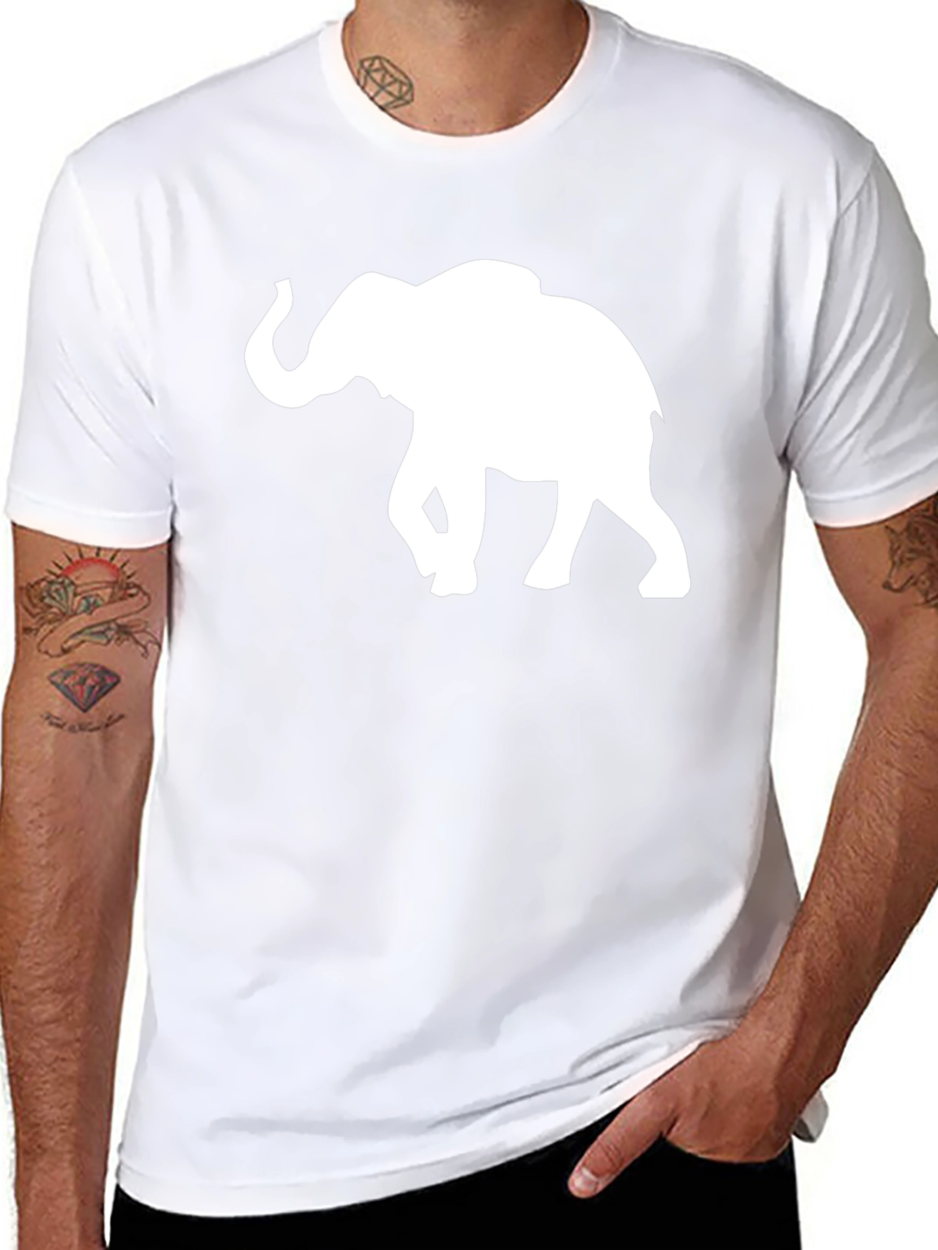 Elephant Silhouette T-Shirt - Black