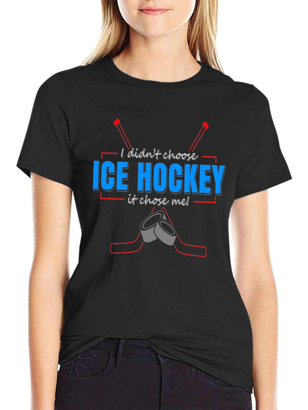 Ice Hockey Chose Me T-Shirt - Black Tee