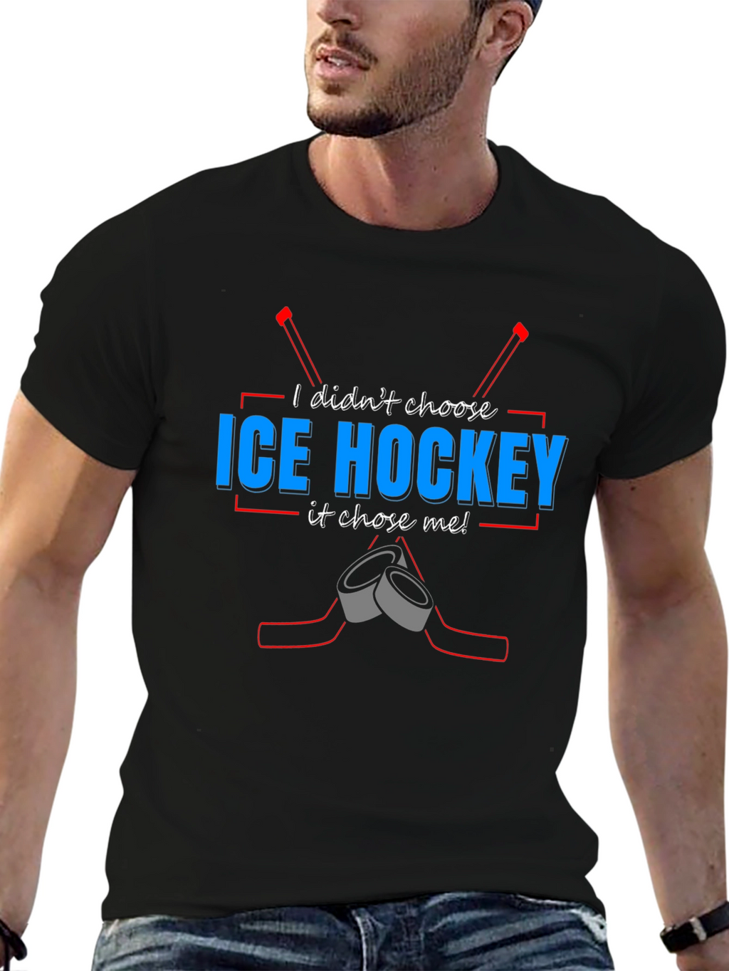 Ice Hockey Chose Me T-Shirt - Black Tee