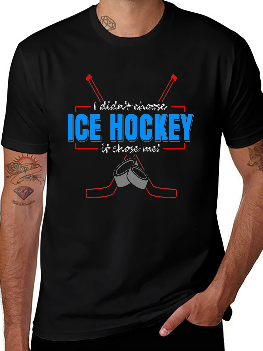 Ice Hockey Chose Me T-Shirt - Black Tee