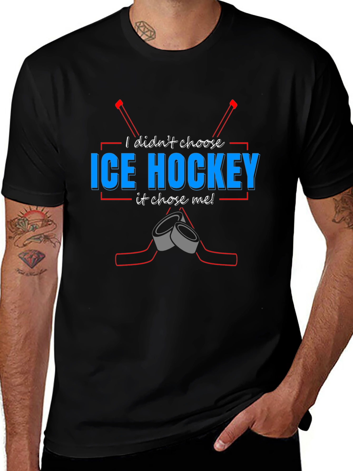 Ice Hockey Chose Me T-Shirt - Black Tee