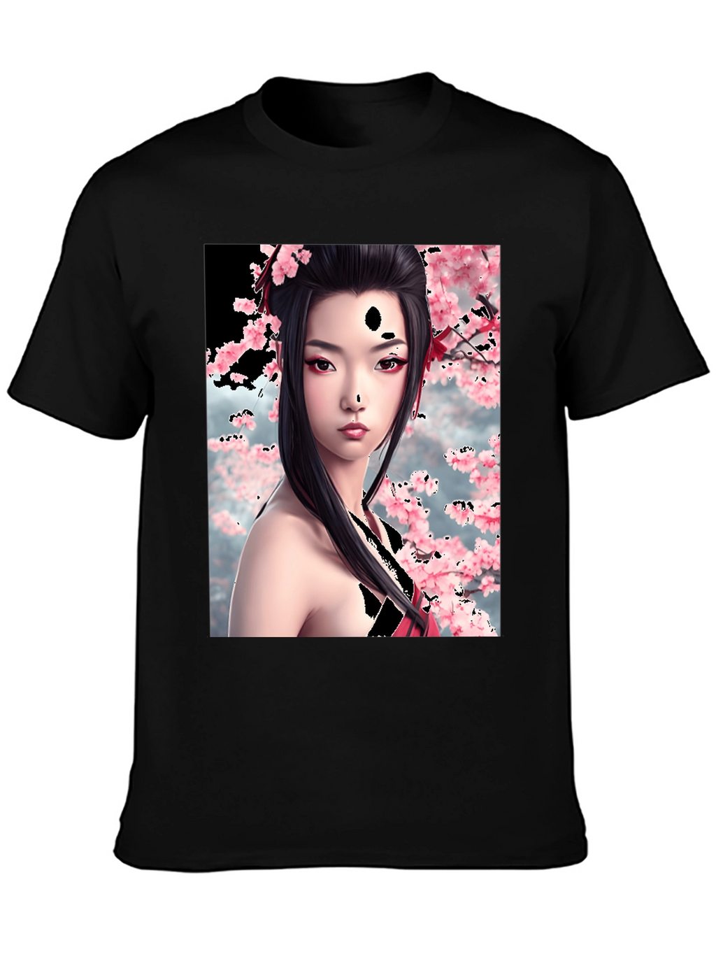 Geisha Cherry Blossom Graphic T-Shirt