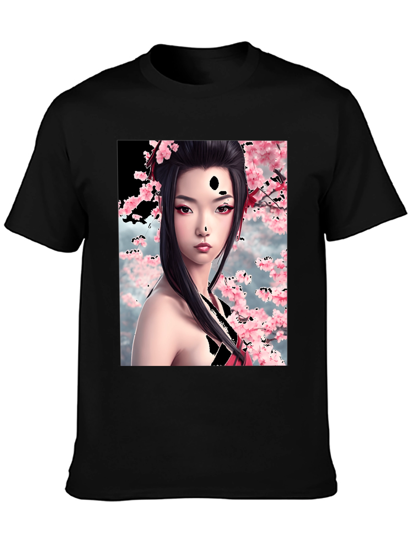 Geisha Cherry Blossom Graphic T-Shirt