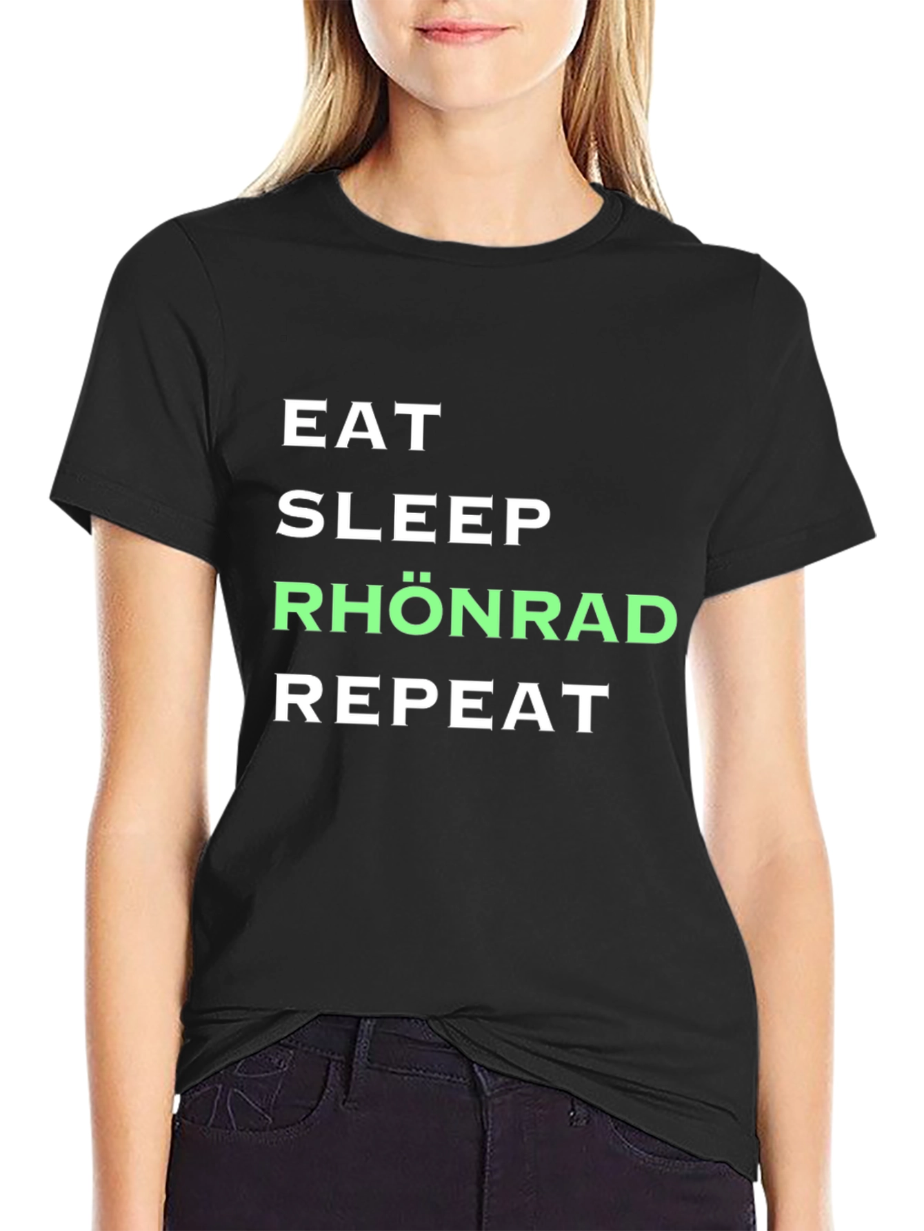 Eat Sleep Rhönrad Repeat Black T-Shirt