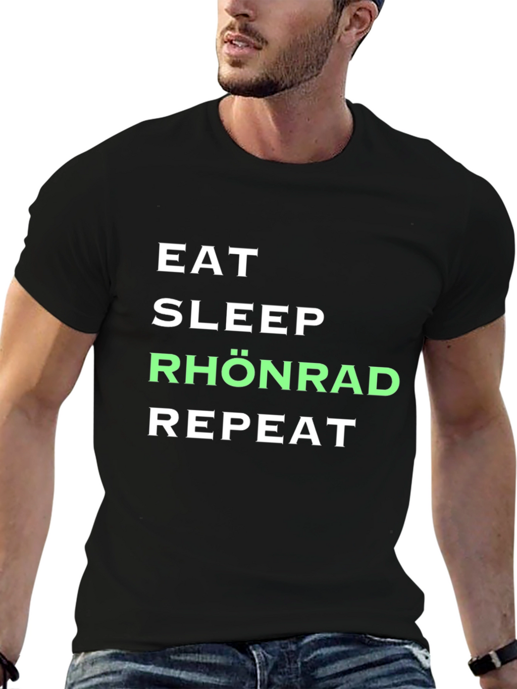 Eat Sleep Rhönrad Repeat Black T-Shirt