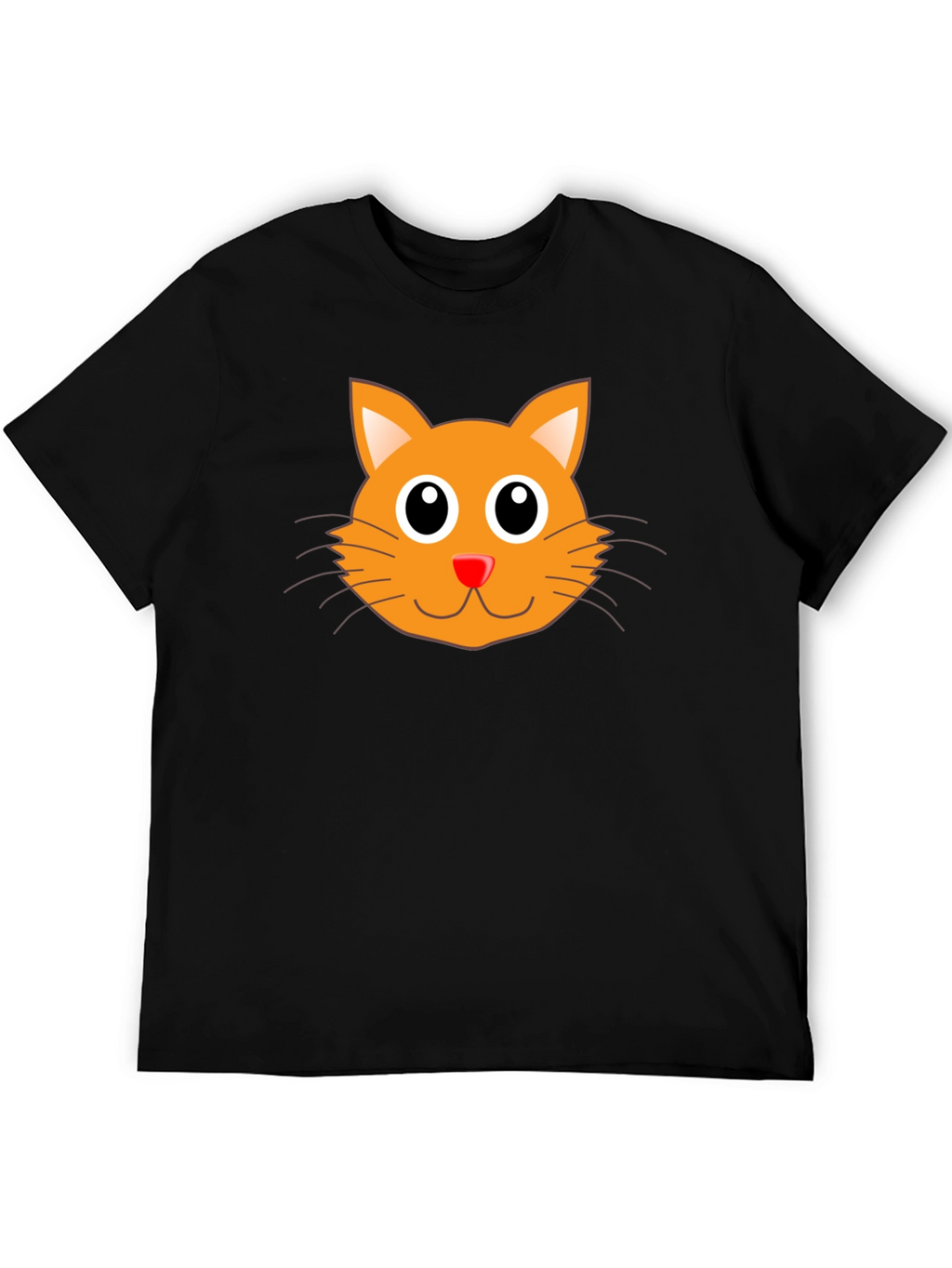 Cute Orange Cat Graphic Black T-Shirt