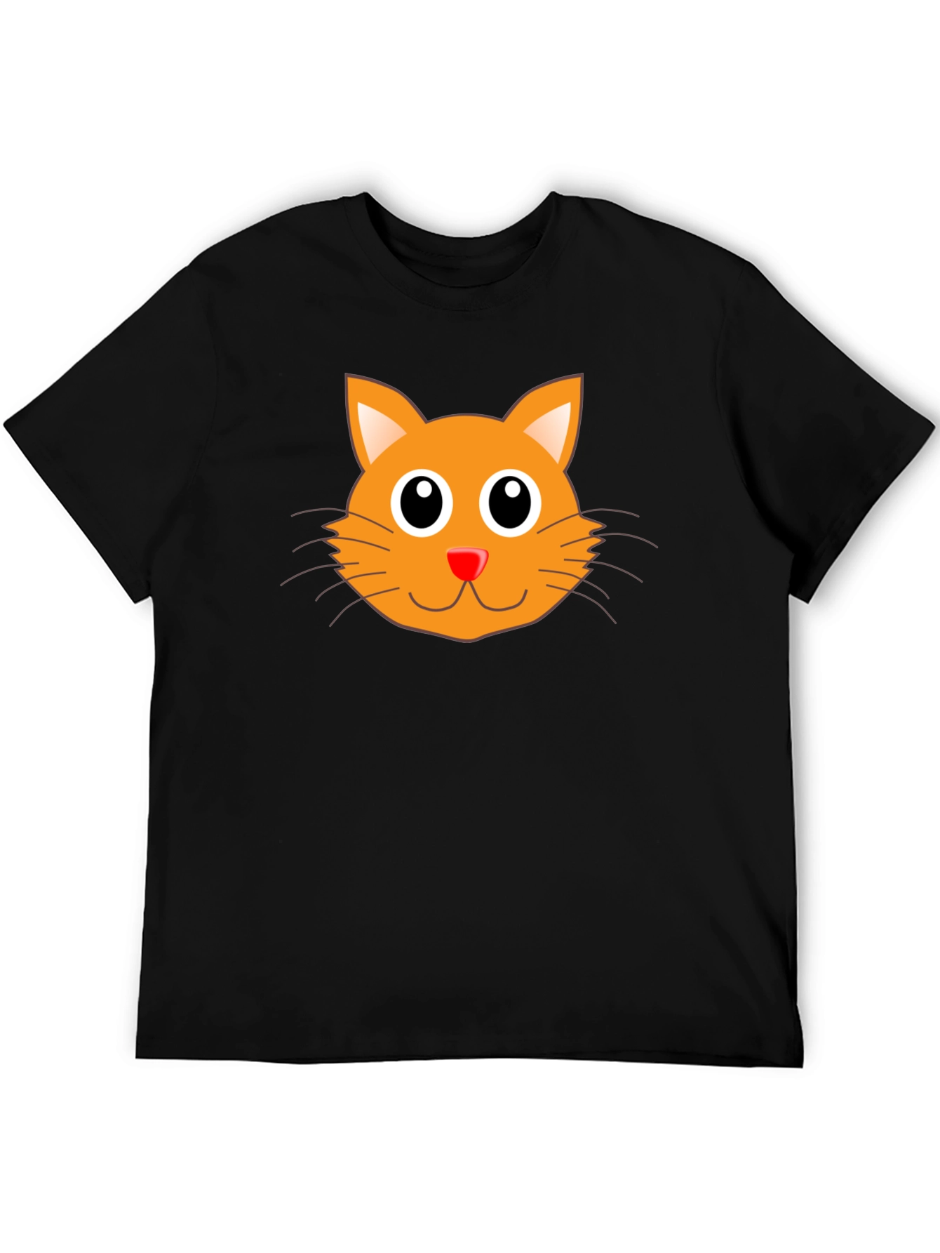 Cute Orange Cat Graphic Black T-Shirt
