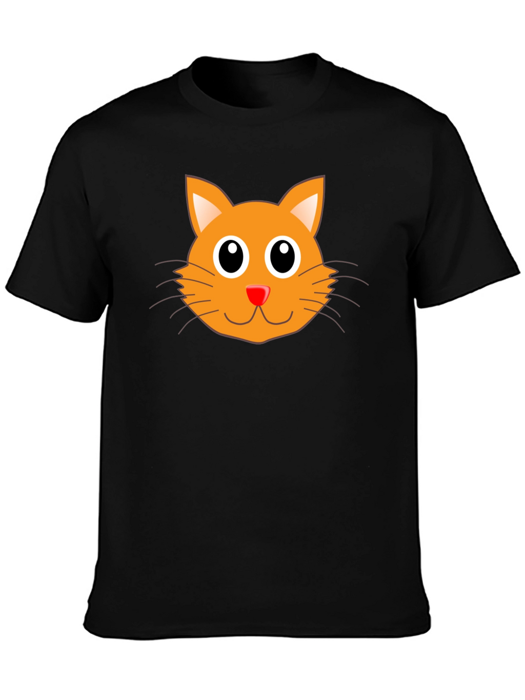 Cute Orange Cat Graphic Black T-Shirt