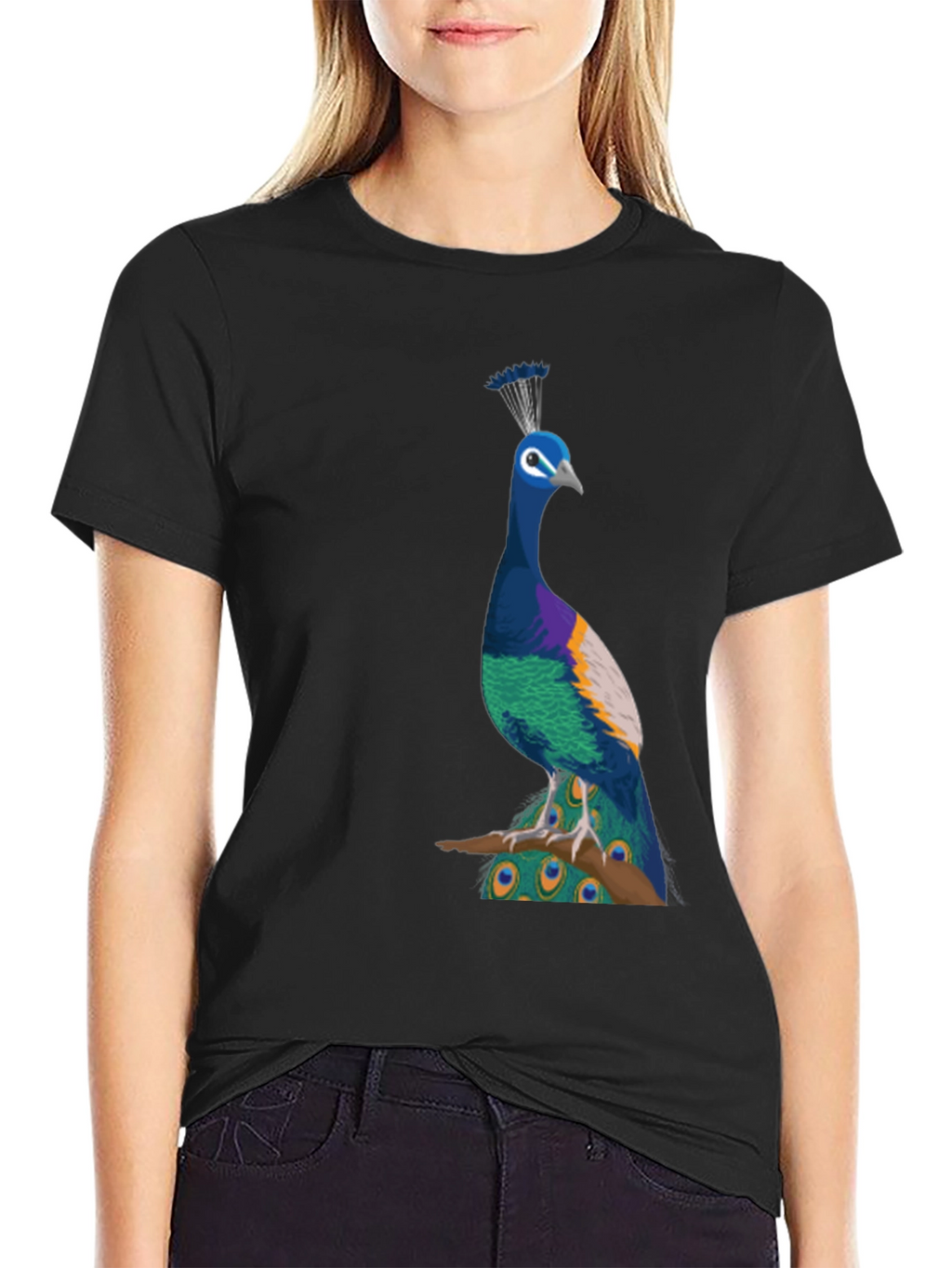 Peacock Graphic Tee - Stylish Black T-Shirt
