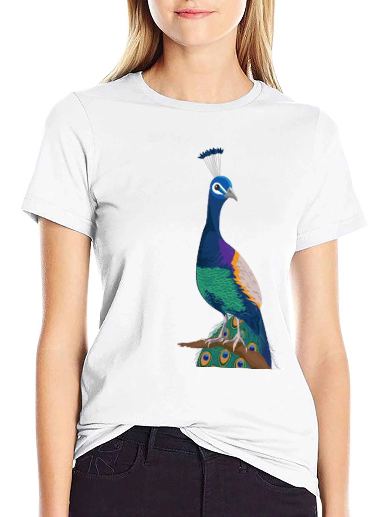 Peacock Graphic Tee - Stylish Black T-Shirt