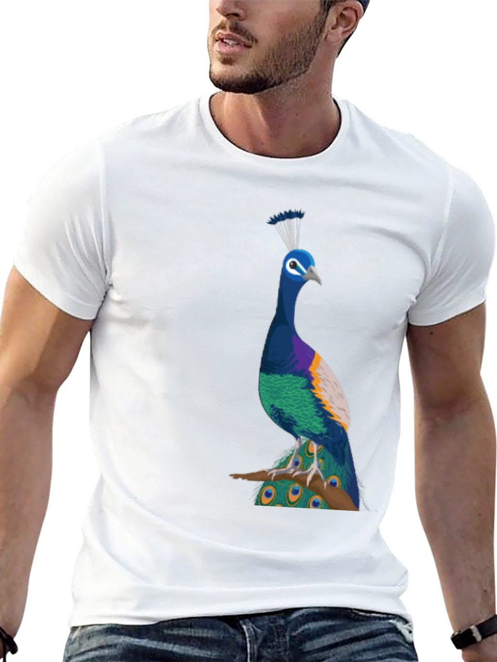 Peacock Graphic Tee - Stylish Black T-Shirt