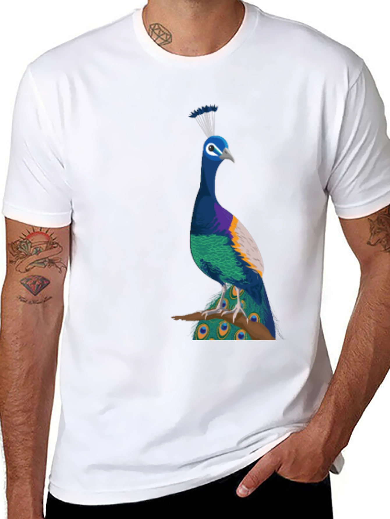 Peacock Graphic Tee - Stylish Black T-Shirt